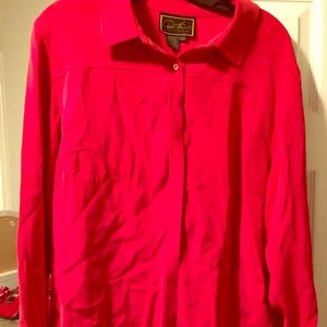 Red silk top. Size 1x.